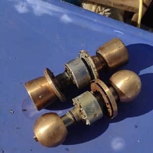 Vintage Solid Copper Door Lockset Pair